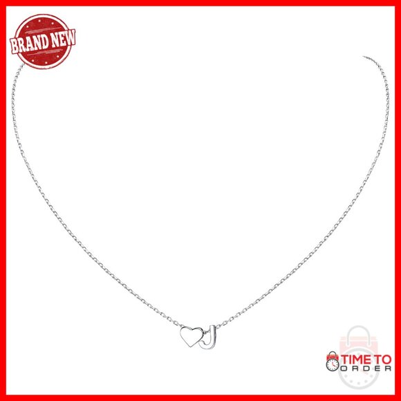 Sterling Silver Personalized Initial Heart Pendant Necklace Dainty Minimal Chic
